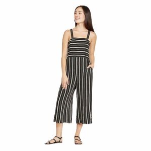 Xhilaration | Striped Cropped Wide Leg Jumpsuit